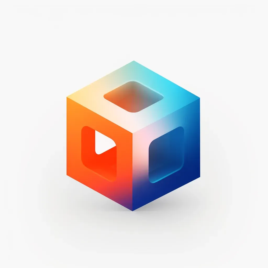 Modern and abstract logo design with 3D cube icon in orange and blue colors - Image 4