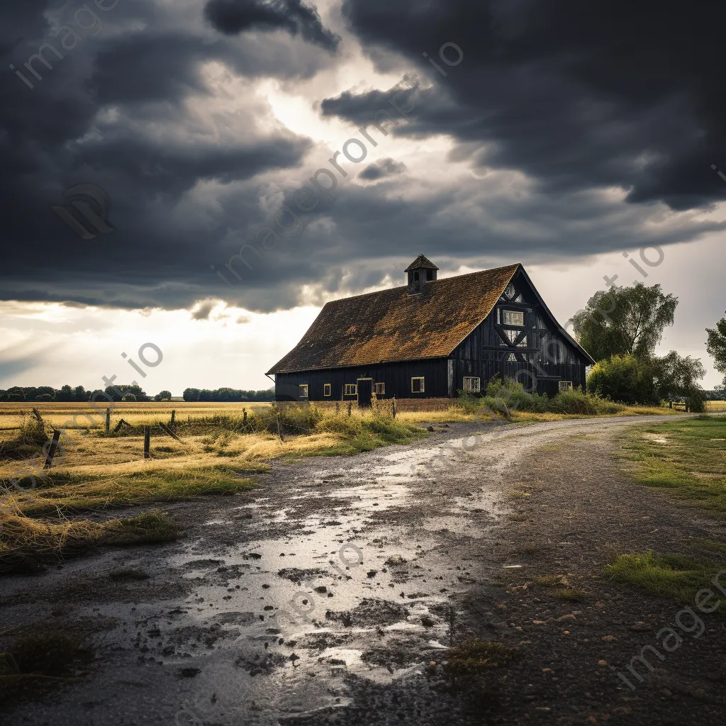 Barn under dramatic stormy sky - Image 2