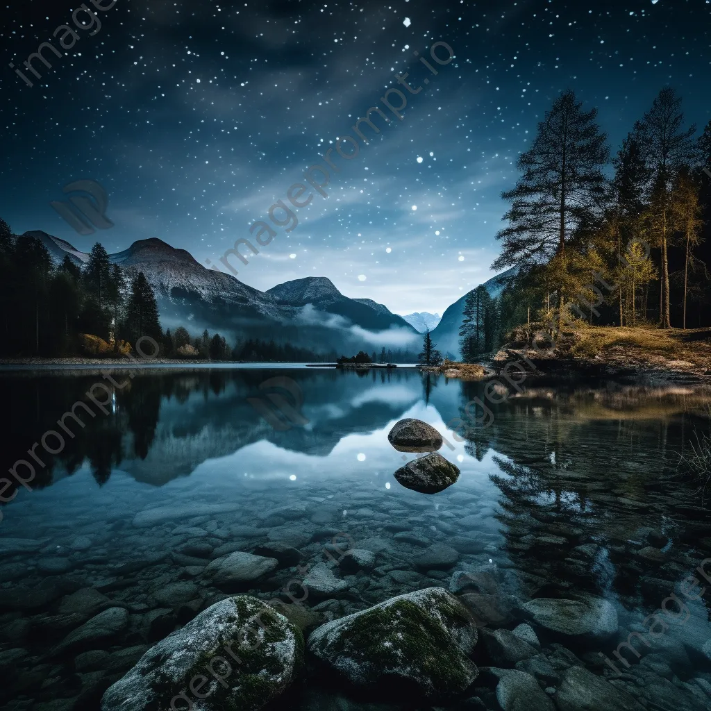 Reflected stars over an alpine lake at twilight - Image 2