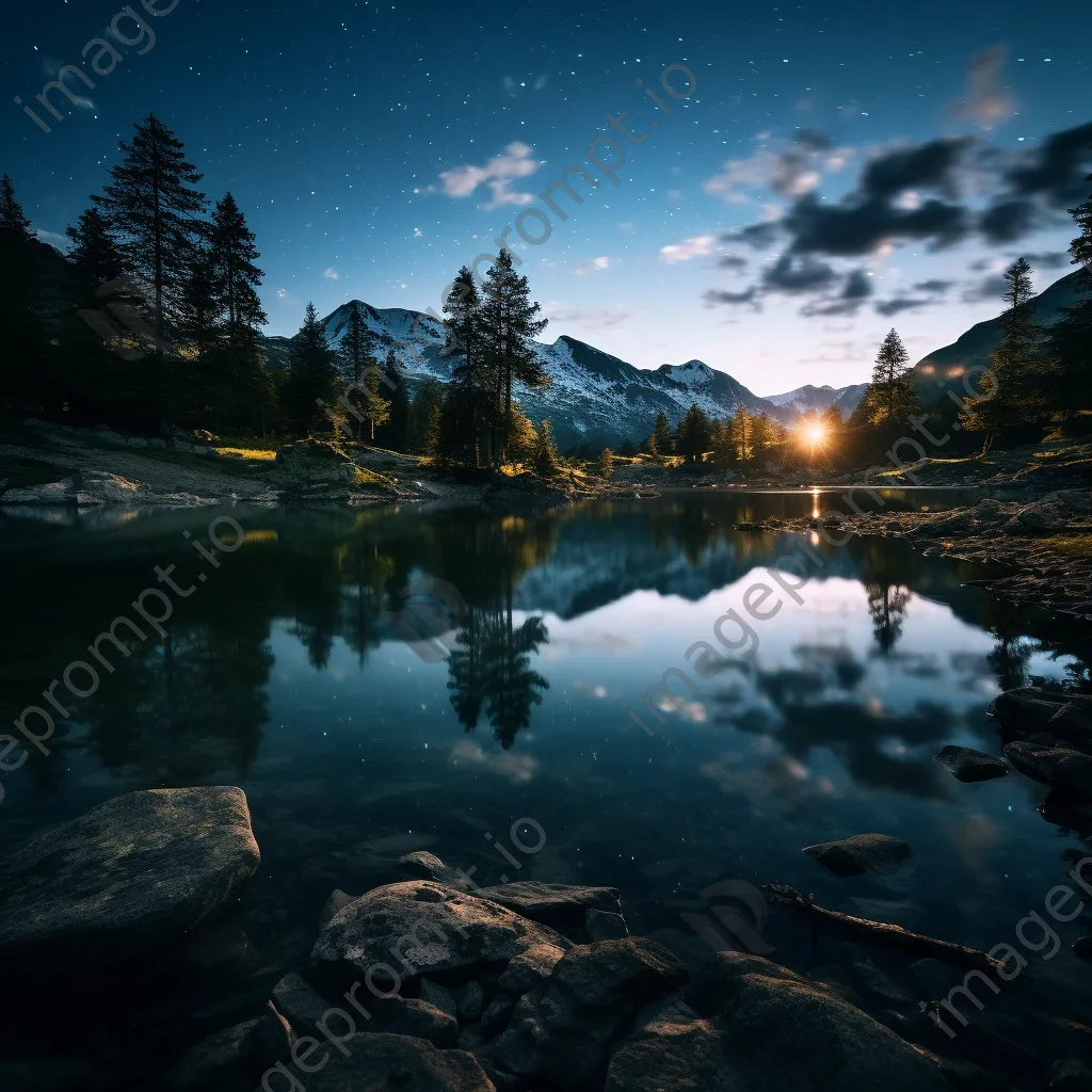 Reflected stars over an alpine lake at twilight - Image 3