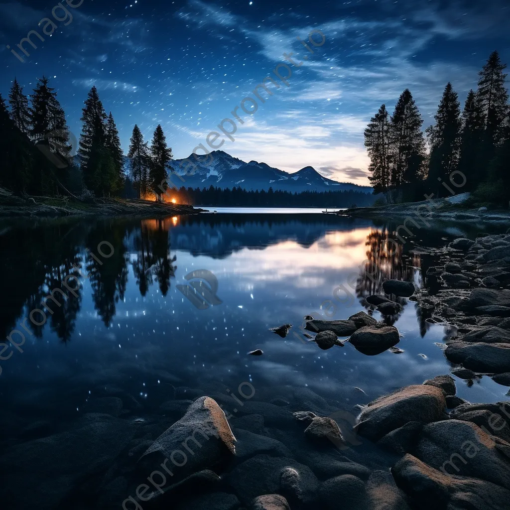 Reflected stars over an alpine lake at twilight - Image 4