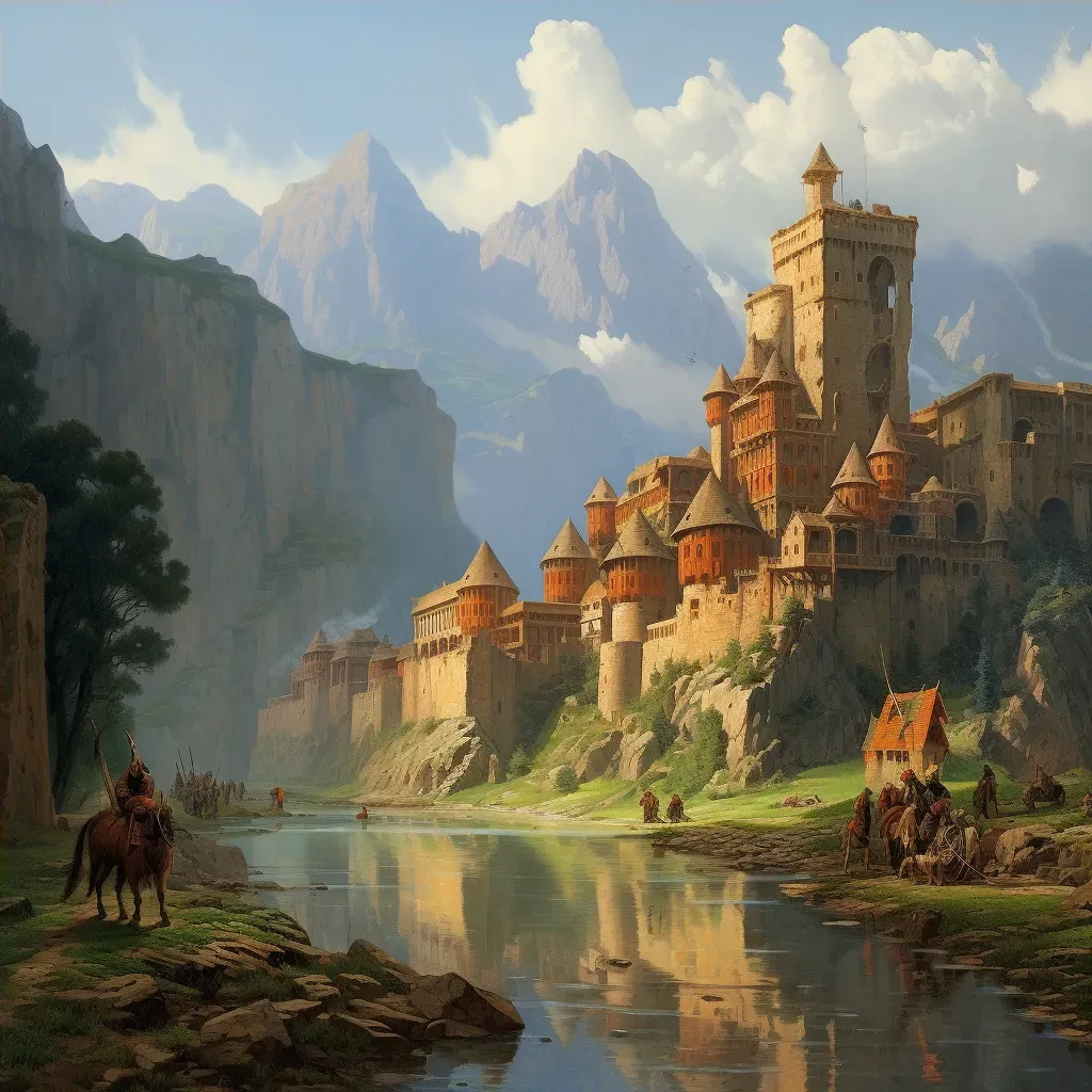 Image of a blend of European castle and Native American pueblo in a mountainous landscape - Image 4