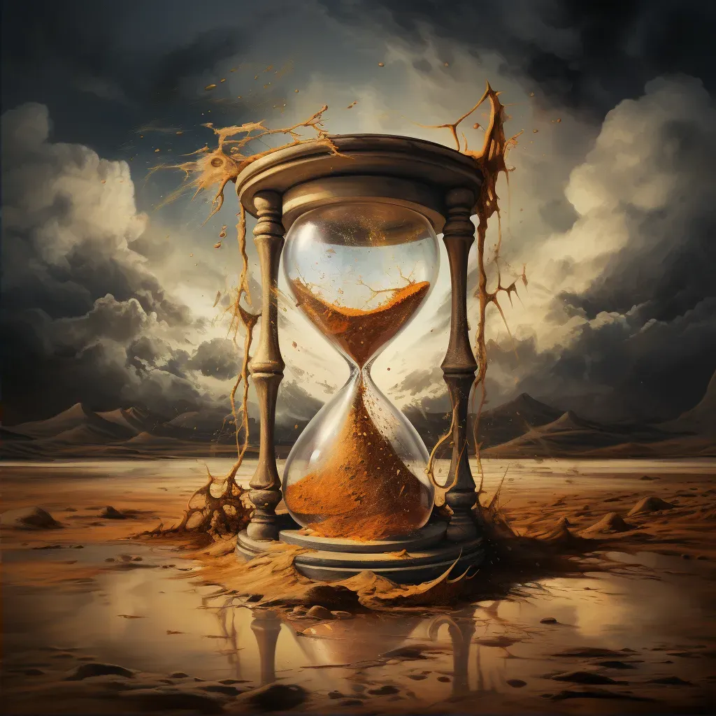 Broken Hourglass with Prophetic Image in Air