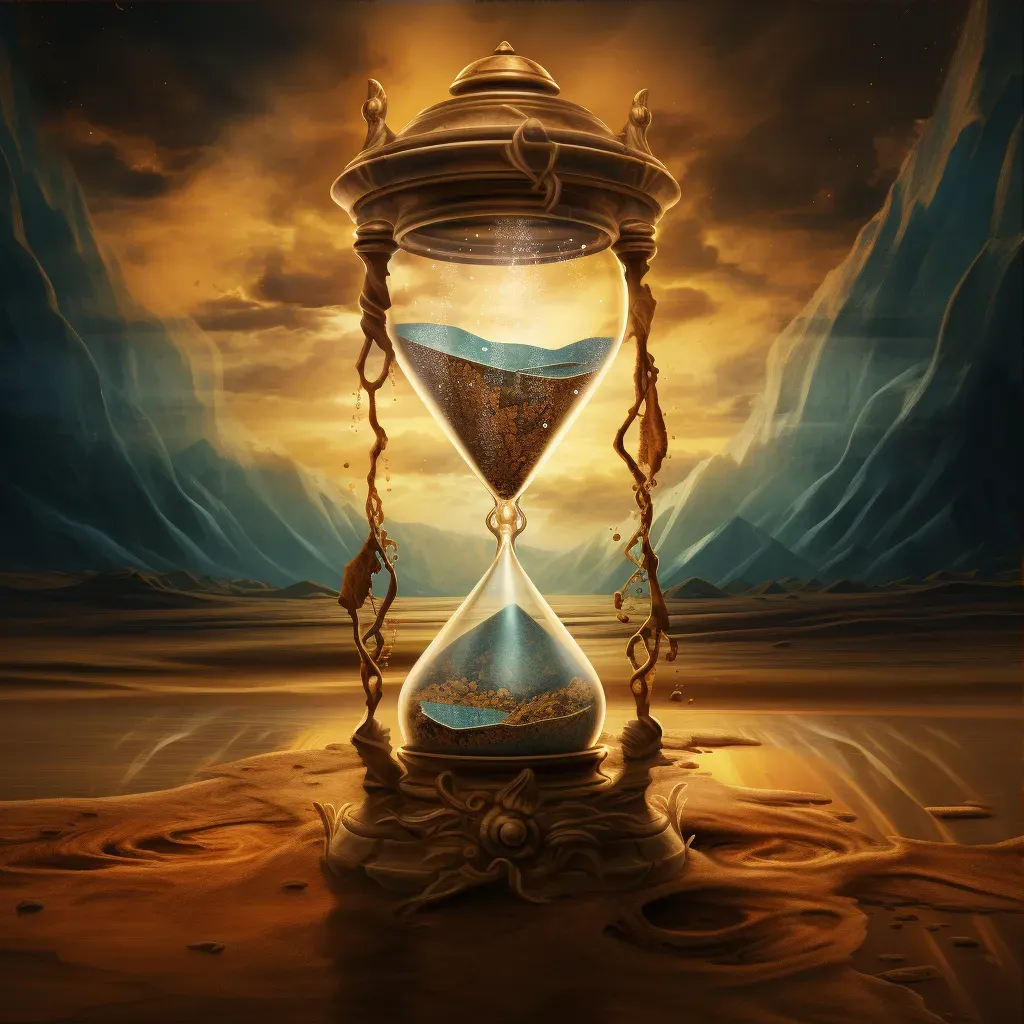 Image of a broken hourglass with the sands forming a prophetic image in the air - Image 3