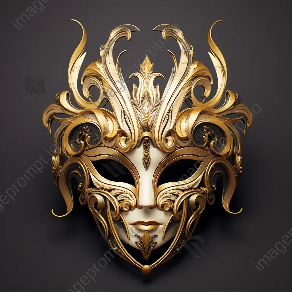 A low poly Venetian masquerade mask in gold color - Image 1