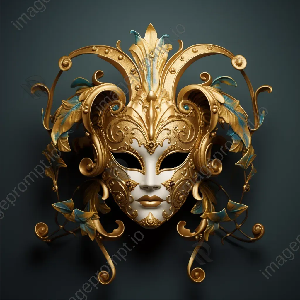 A low poly Venetian masquerade mask in gold color - Image 2