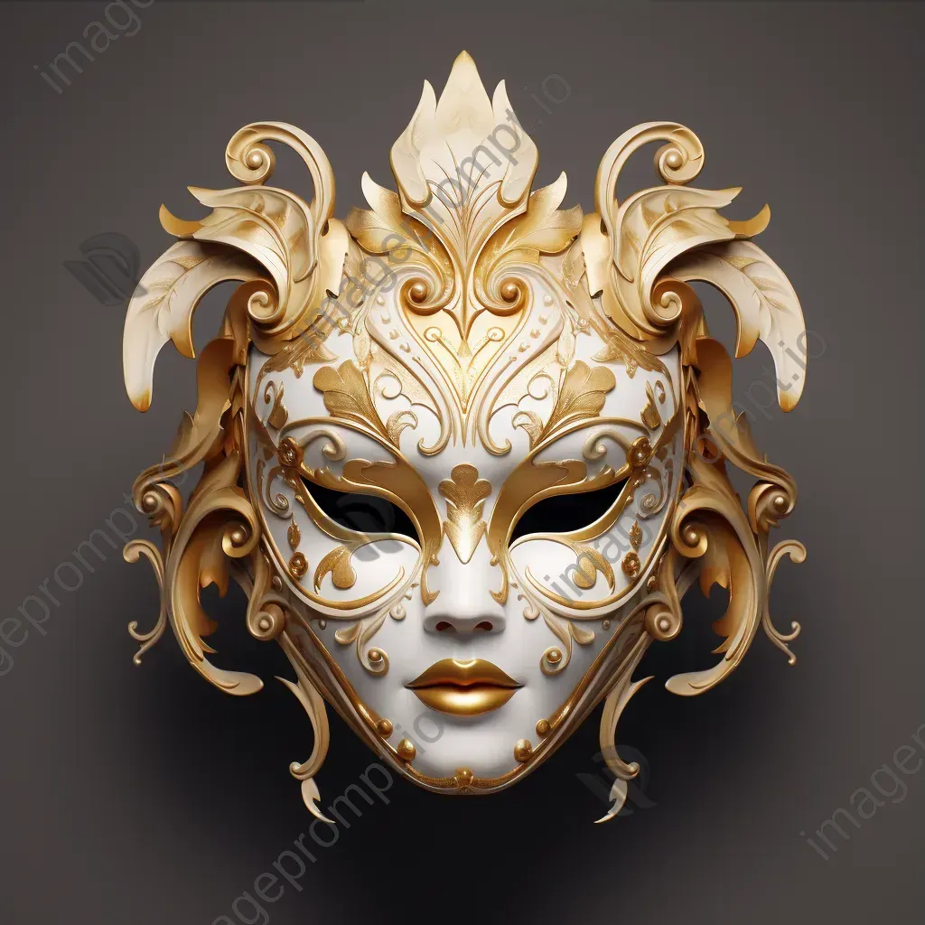 A low poly Venetian masquerade mask in gold color - Image 3