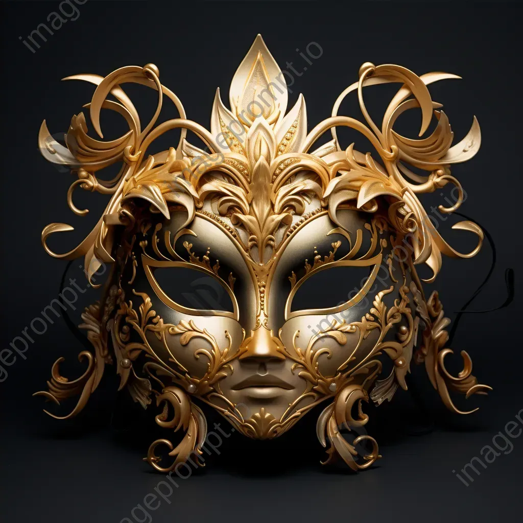 A low poly Venetian masquerade mask in gold color - Image 4