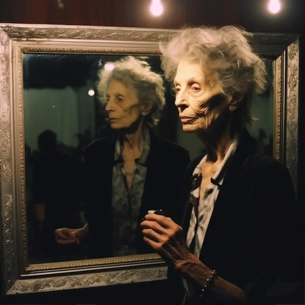 Image of a mirror reflecting an older version of a person, symbolizing introspection - Image 1