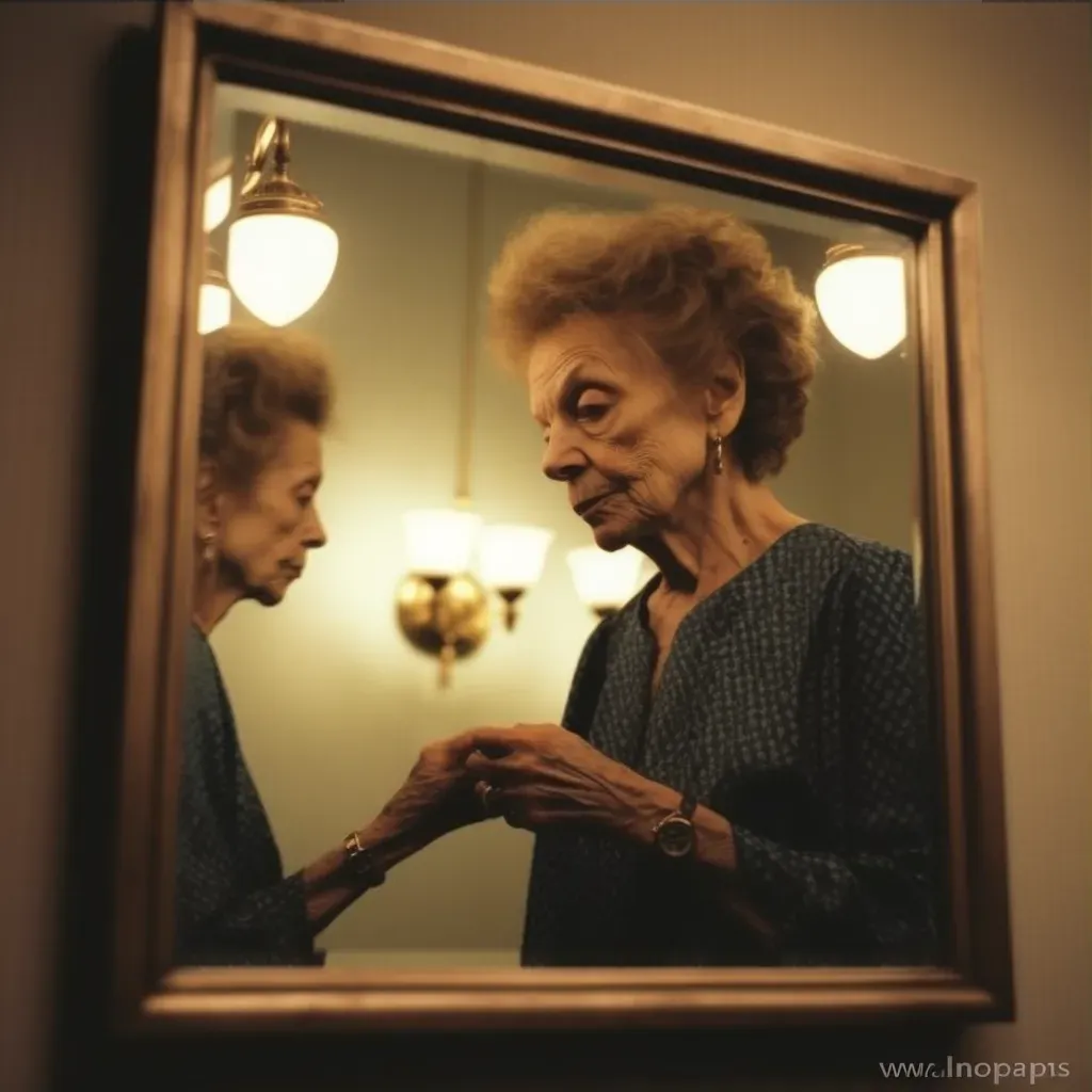 Image of a mirror reflecting an older version of a person, symbolizing introspection - Image 3