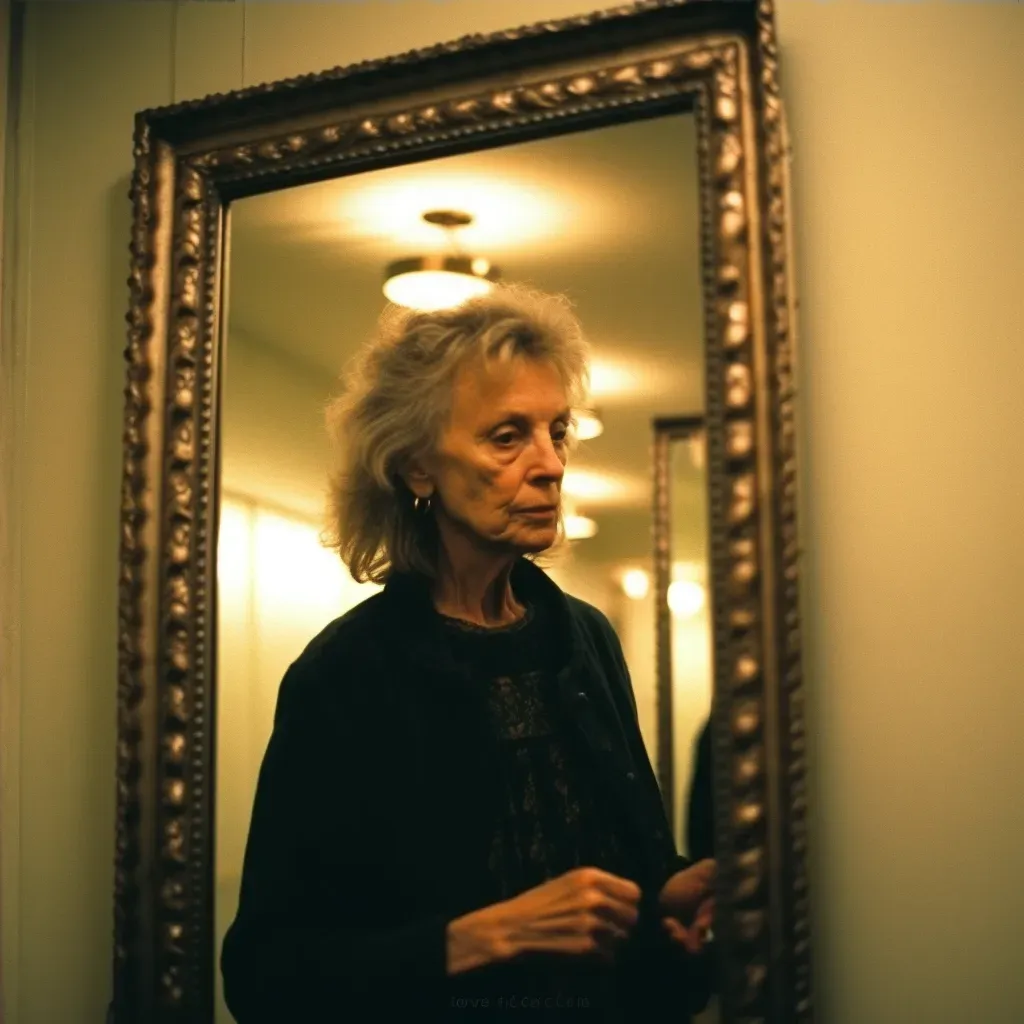 Image of a mirror reflecting an older version of a person, symbolizing introspection - Image 4