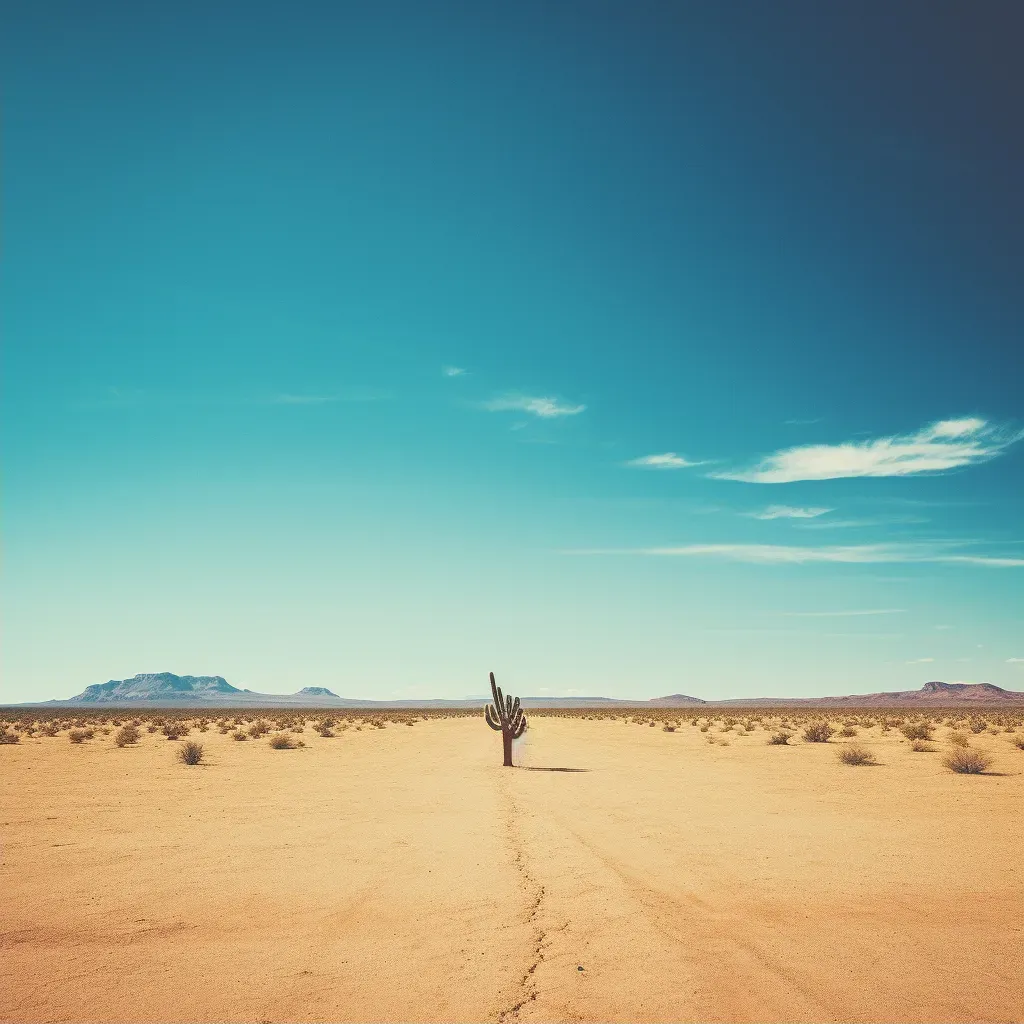 Image of a lone cactus standing tall in a vast desert landscape - Image 2