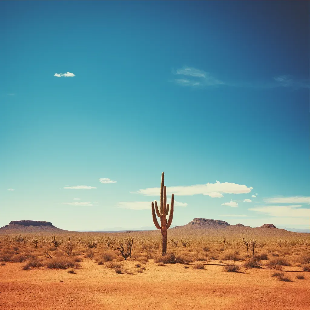 Image of a lone cactus standing tall in a vast desert landscape - Image 3