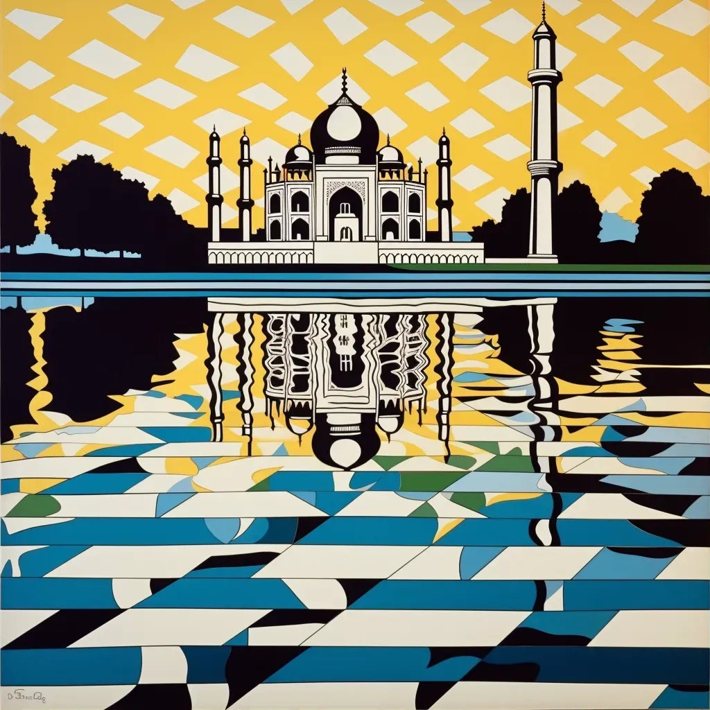 Reflection of Taj Mahal in water at dawn symbolizing symmetry and eternal love - Image 1