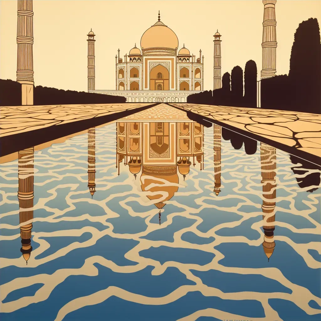 Reflection of Taj Mahal in water at dawn symbolizing symmetry and eternal love - Image 4