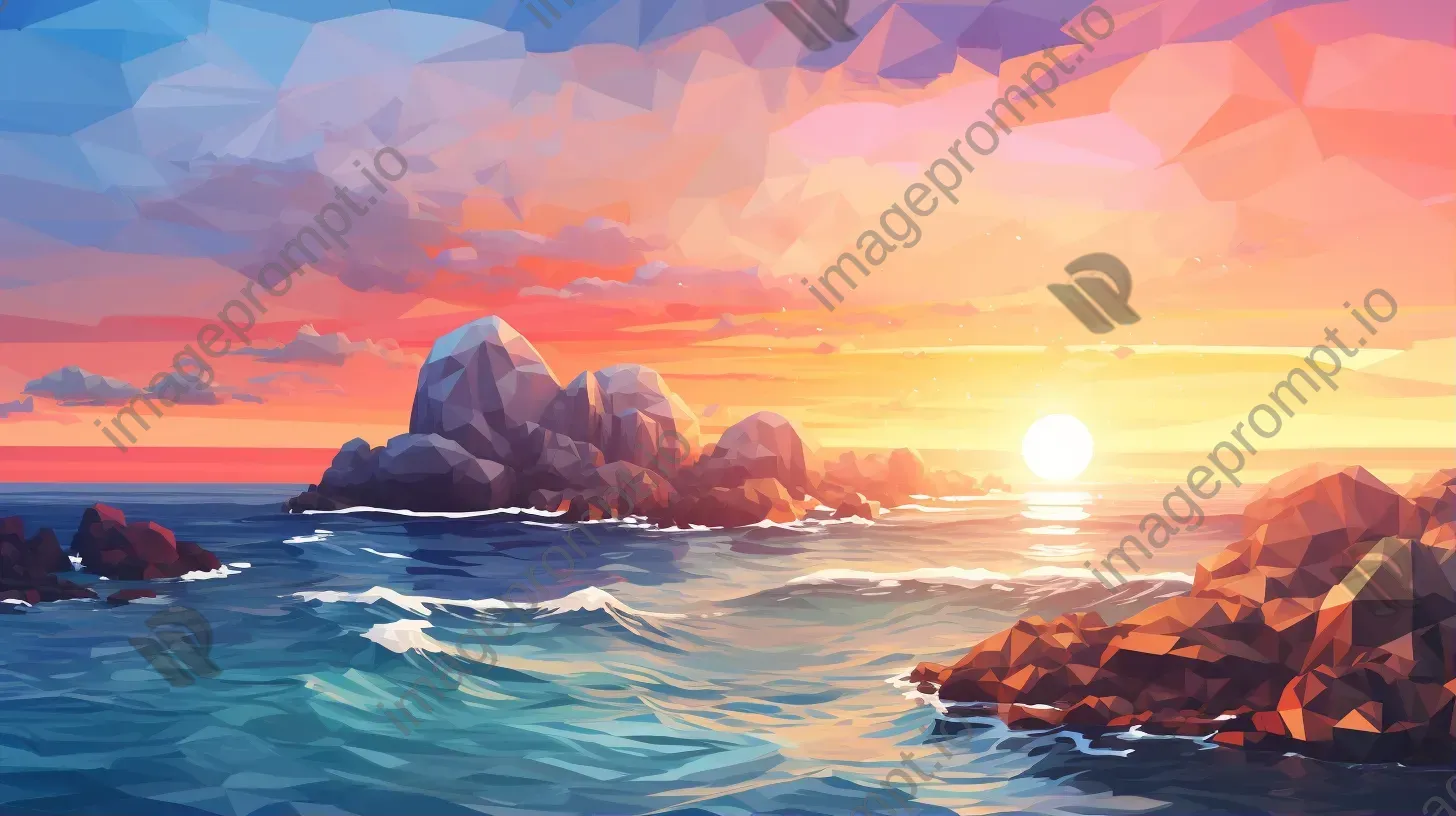 Polygonal depiction of a summer seashore - Image 1