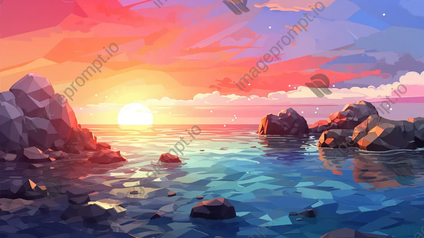 Polygonal depiction of a summer seashore - Image 2