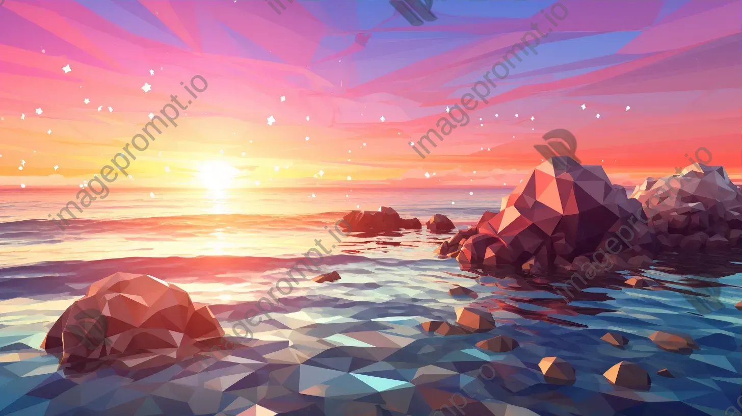 Polygonal depiction of a summer seashore - Image 3