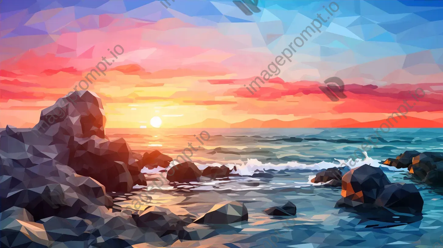 Polygonal depiction of a summer seashore - Image 4