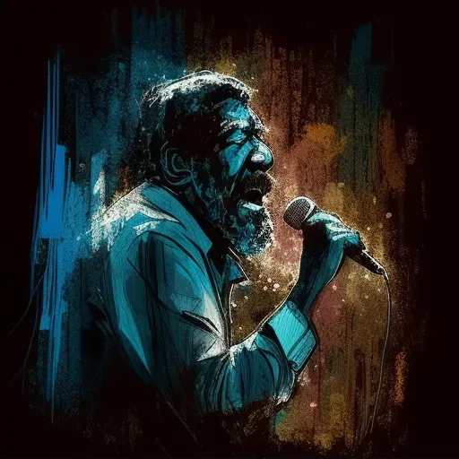 Blues singer performing on small, dimly lit stage - Image 2