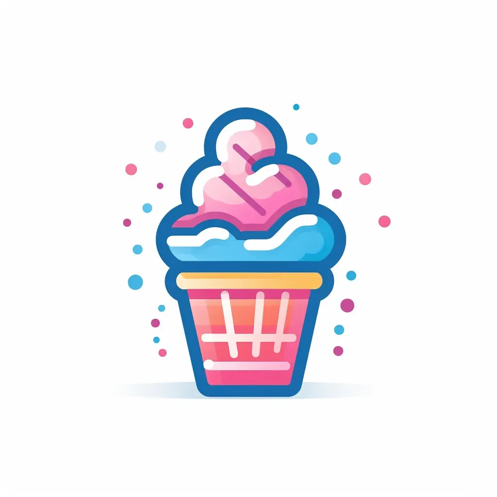 Image of a colorful snow cone stand logo with a stylized snow cone icon in blue and pink colors - Image 1