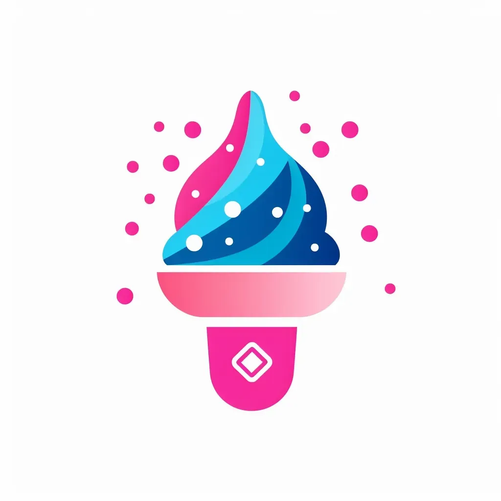 Image of a colorful snow cone stand logo with a stylized snow cone icon in blue and pink colors - Image 2