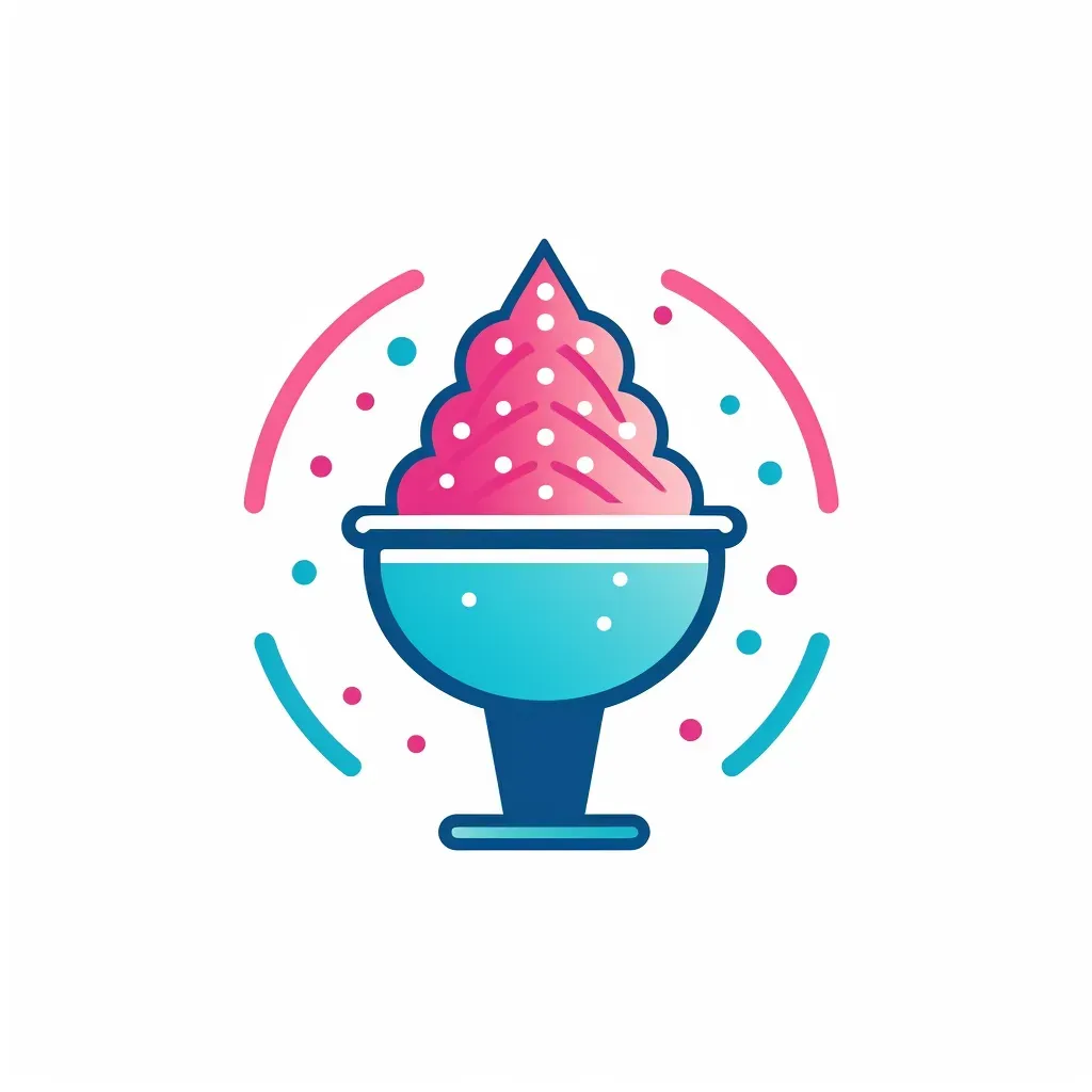 Image of a colorful snow cone stand logo with a stylized snow cone icon in blue and pink colors - Image 3