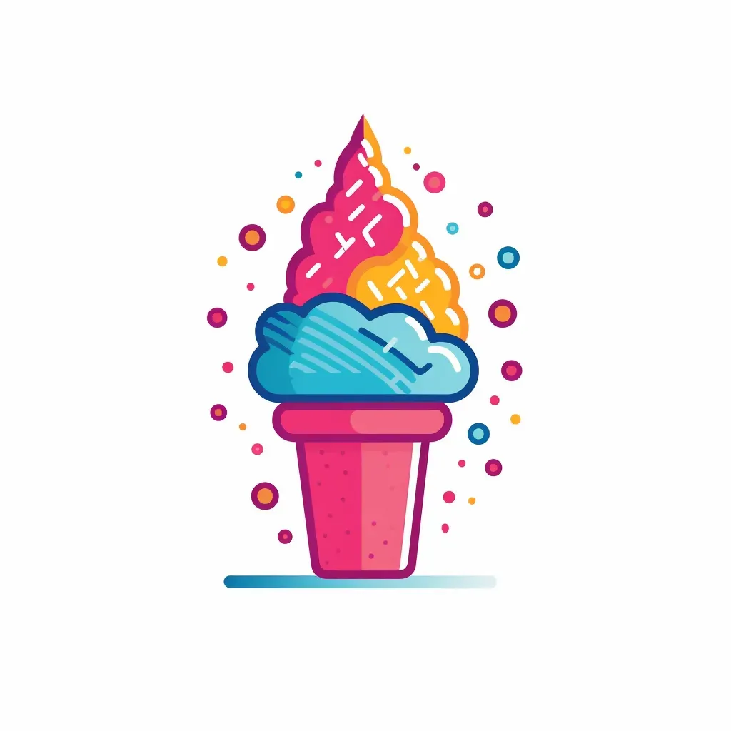 Image of a colorful snow cone stand logo with a stylized snow cone icon in blue and pink colors - Image 4