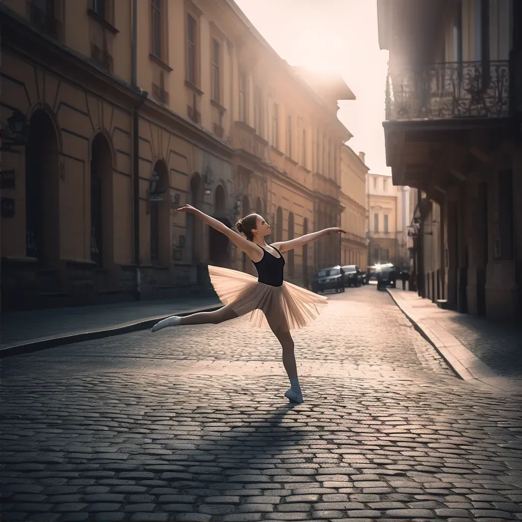 Ballerina performing on a street square in morning light - Image 2