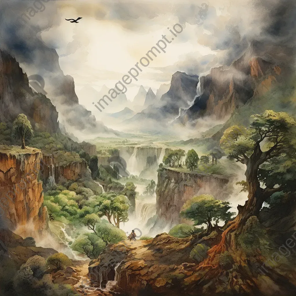 Watercolor painting featuring Enkidu from Epic of Gilgamesh in lush wilderness - Image 2