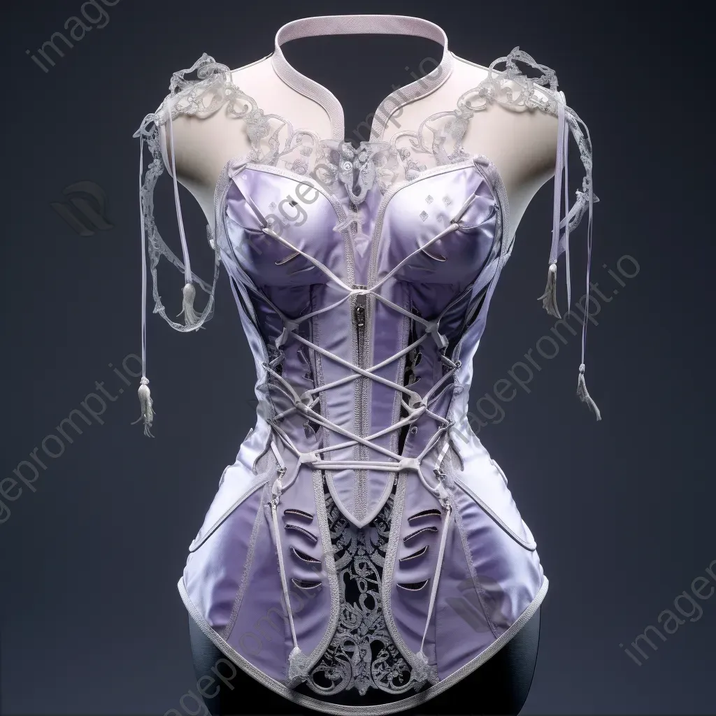 Victorian corset rendered in low poly style with intricate lace and ribbon decorations - Image 2