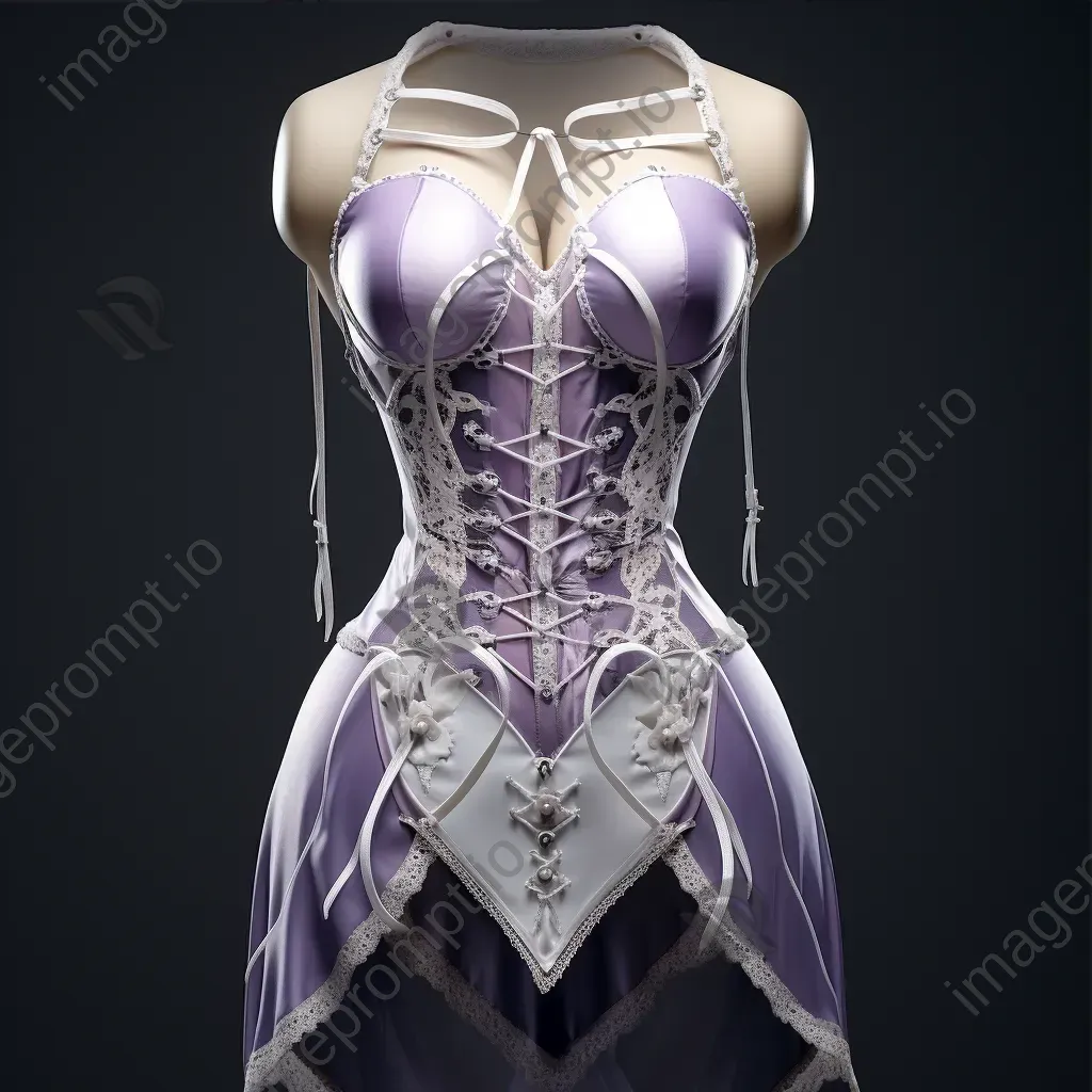 Victorian corset rendered in low poly style with intricate lace and ribbon decorations - Image 3