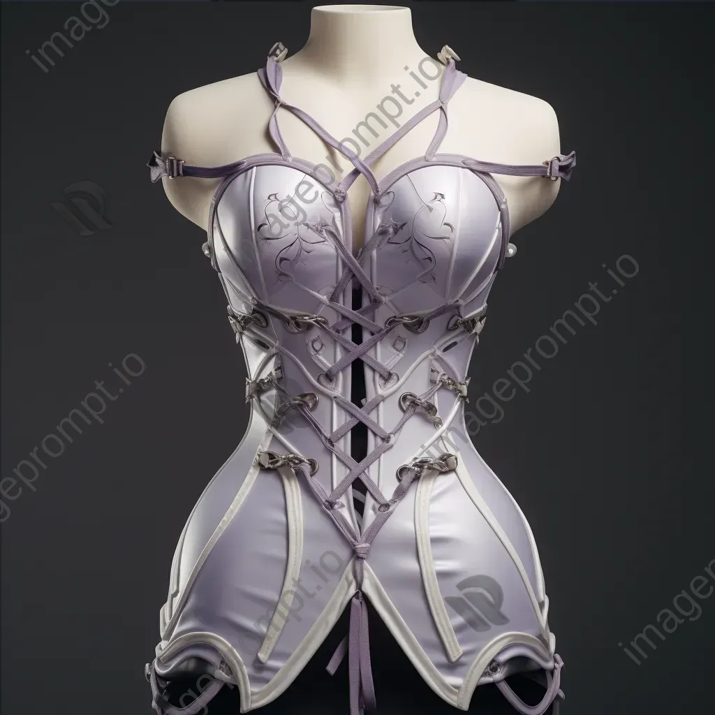 Victorian corset rendered in low poly style with intricate lace and ribbon decorations - Image 4