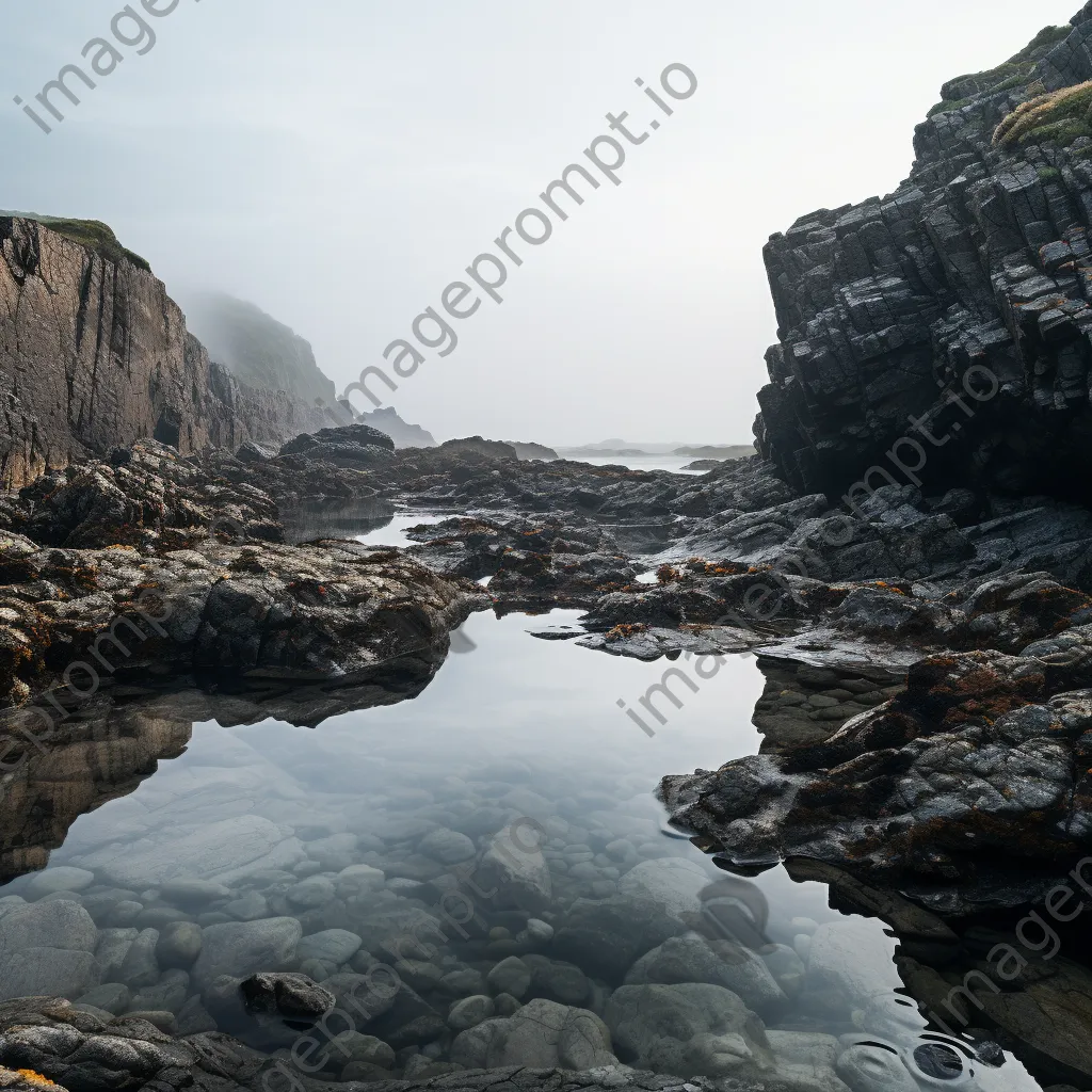 Serene rock pool with morning mist - Image 2