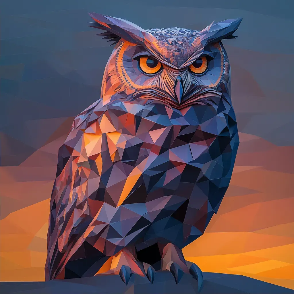 Cubist Owl in Twilight