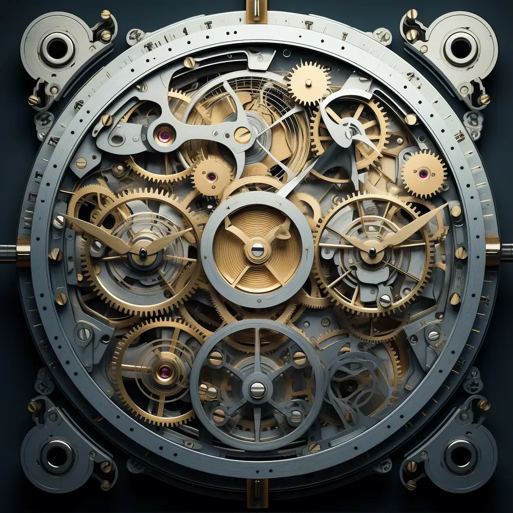 Intricate analog clock mechanism with gears and springs - Image 1