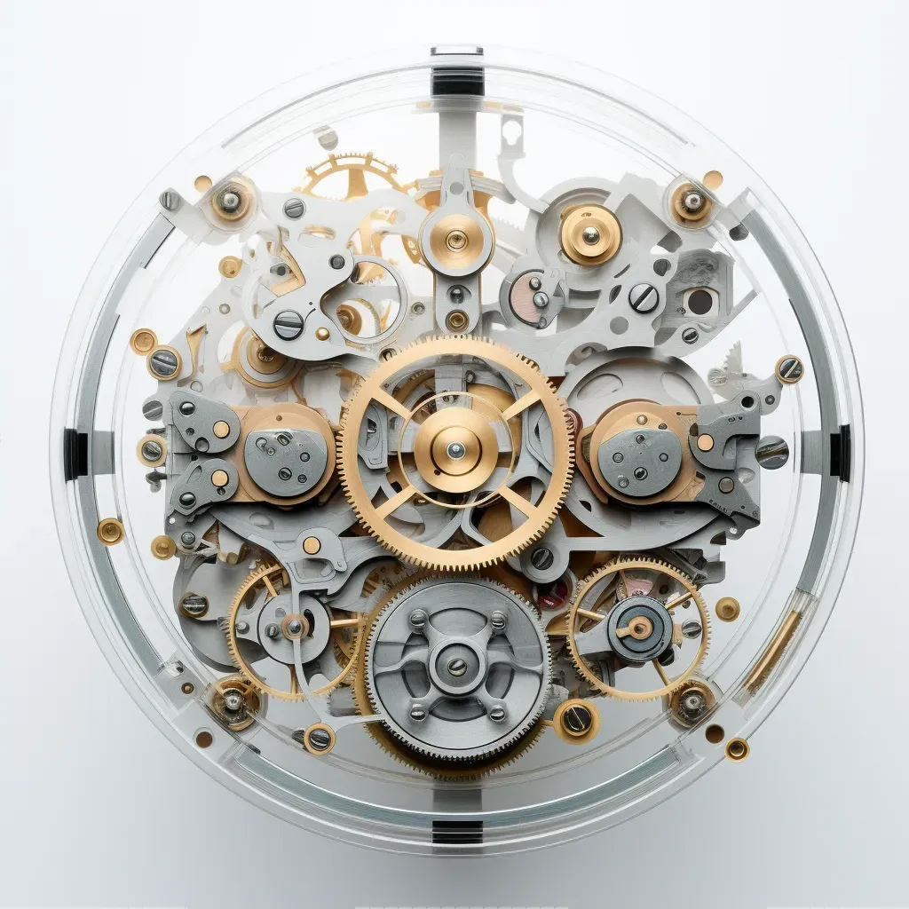 Intricate analog clock mechanism with gears and springs - Image 2