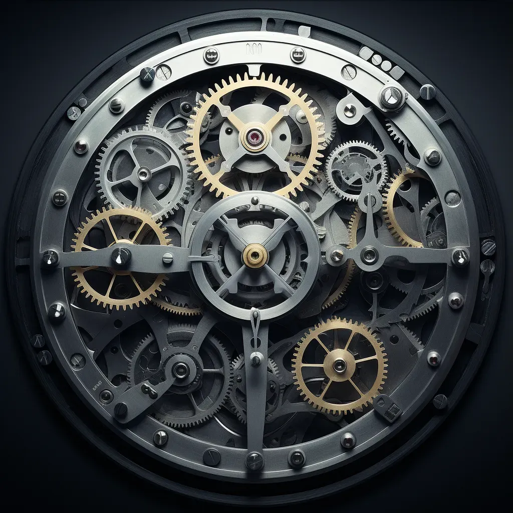 Intricate analog clock mechanism with gears and springs - Image 3