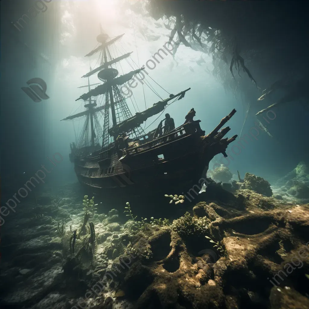 Enchanted pirate shipwreck with hidden treasures and ghostly crew - Image 4