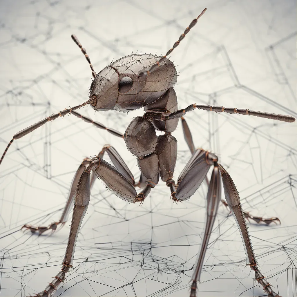 Macro view image showcasing the detailed exoskeleton and segmented body of an ant - Image 1