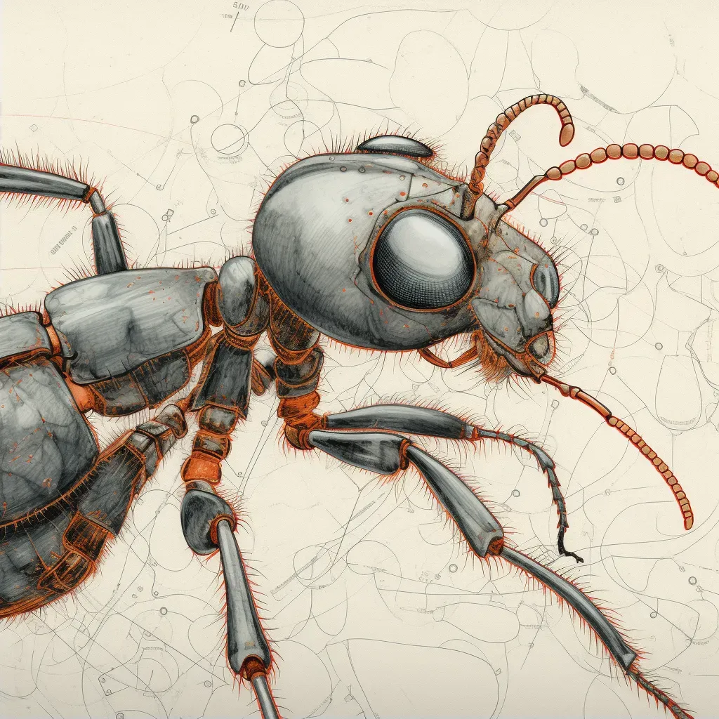 Macro view image showcasing the detailed exoskeleton and segmented body of an ant - Image 2