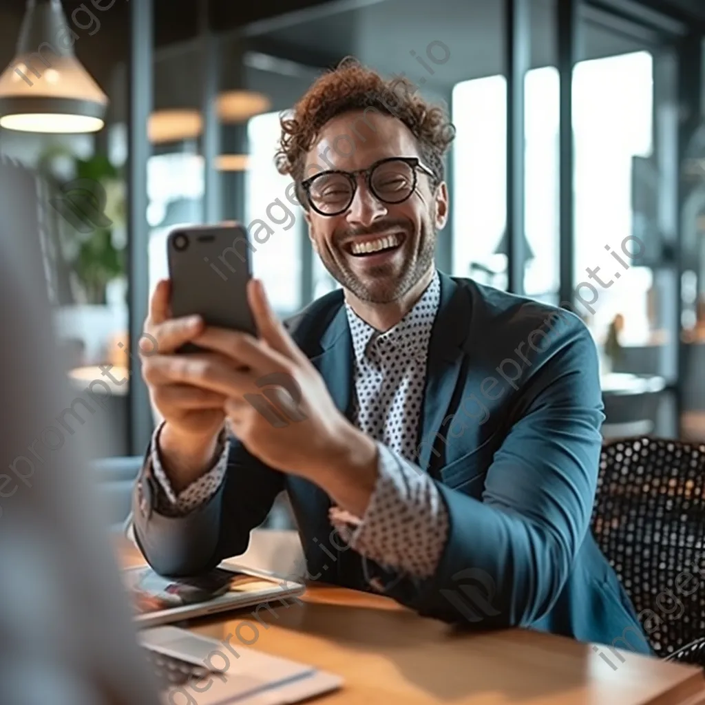 Entrepreneur leading a video conference in home office - Image 1