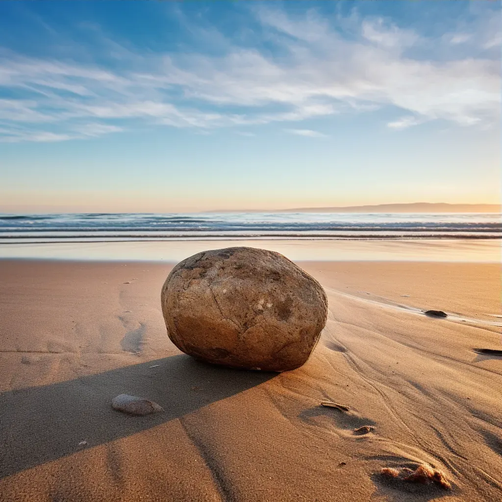 Round Stone Alone on the Beach