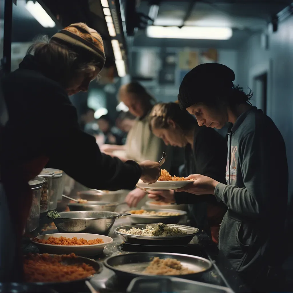 Volunteers serving meals to needy individuals in homeless shelter - Image 2