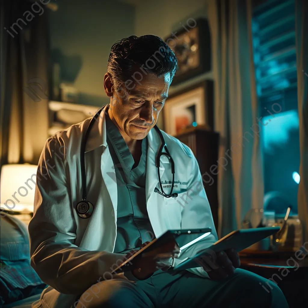 Doctor using tablet in clinic for patient records - Image 3