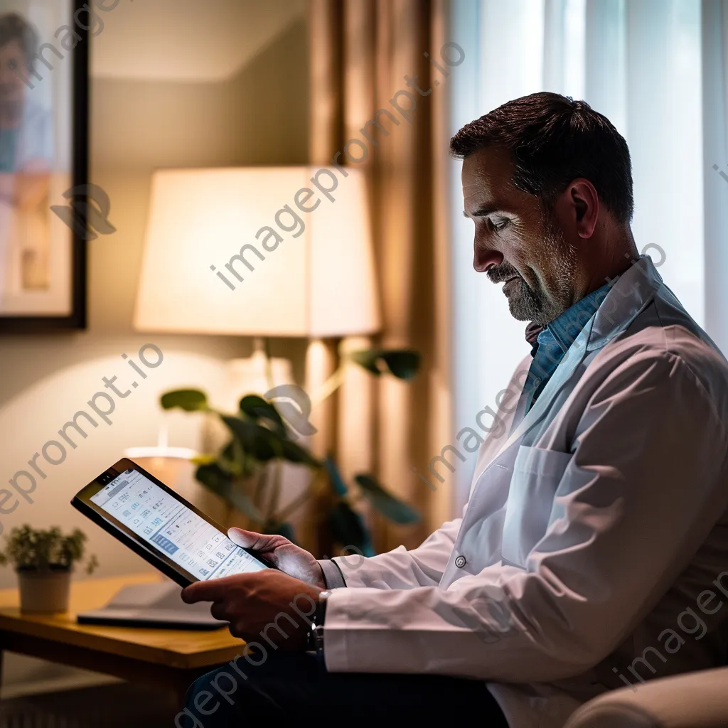 Doctor using tablet in clinic for patient records - Image 4