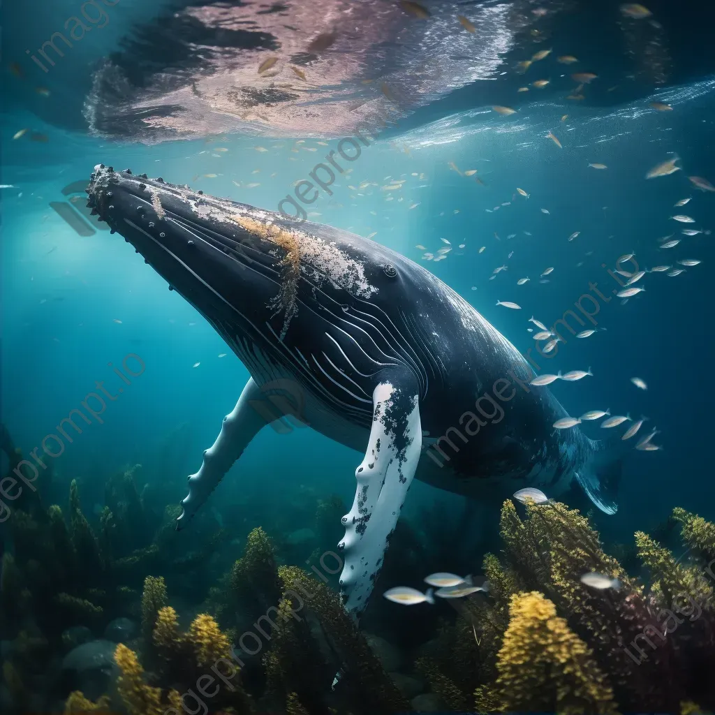 Majestic humpback whale with barnacles underwater - Image 2