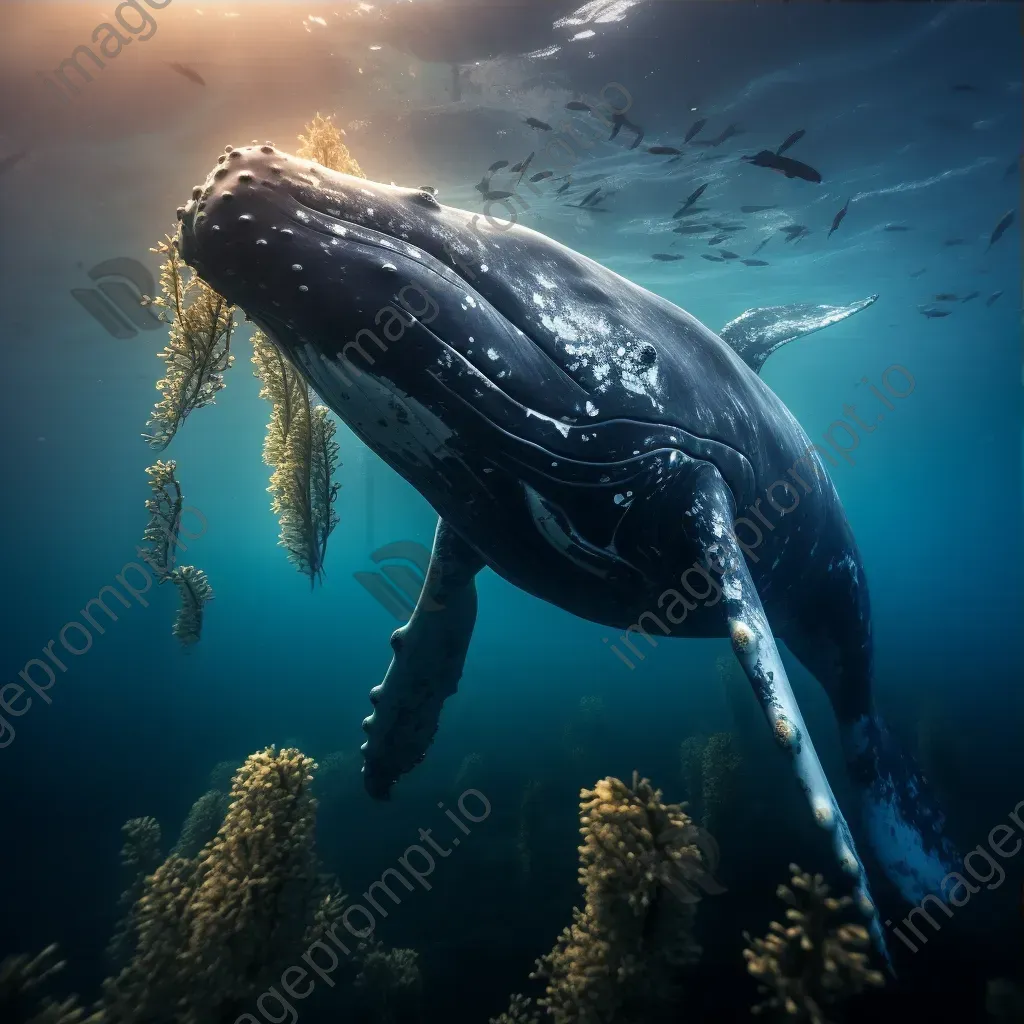 Majestic humpback whale with barnacles underwater - Image 3