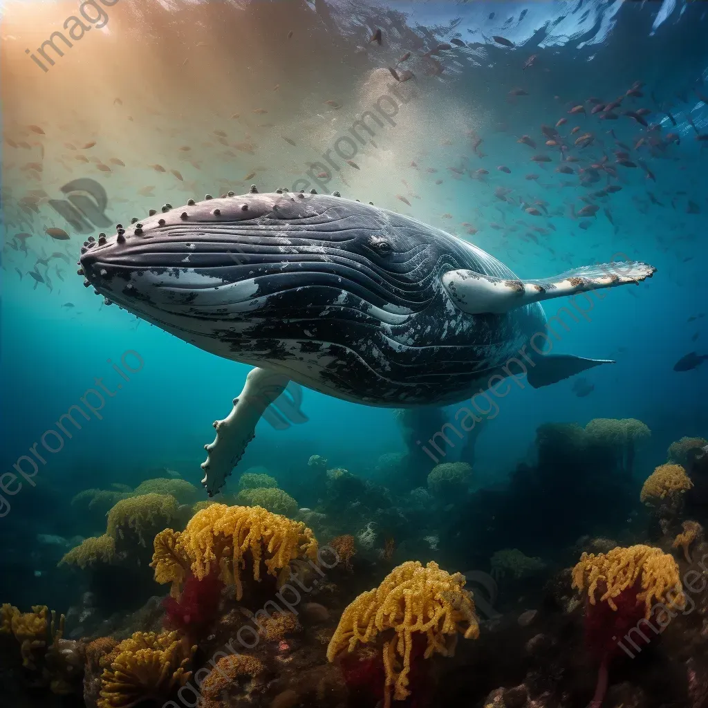 Majestic humpback whale with barnacles underwater - Image 4