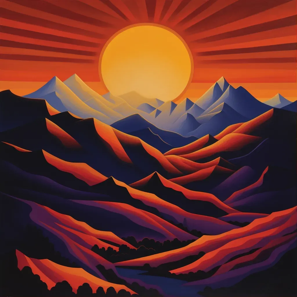 Sunrise over a dark mountain range with the first golden rays breaking through - Image 1